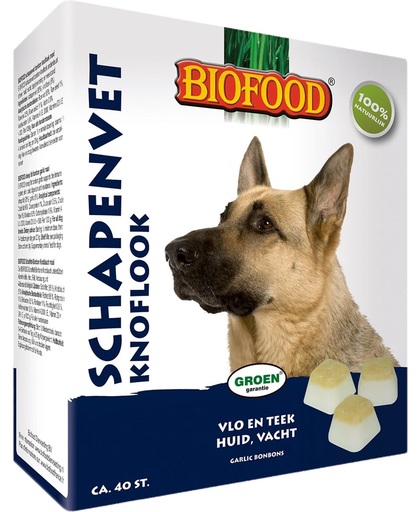 Biofood Schapenvetbonbons met Knoflook - Hond - Voedingssupplement -  3 x 40 bonbons