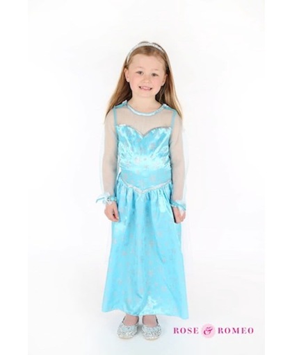 ELsa jurk, blauw/zilver - maat 8-10 jaar (128/ 134/ 140 cm) ( Elsa verkleedjurk)