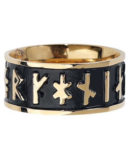 etNox Schriftzeichen Ring zwart-goudkleurig