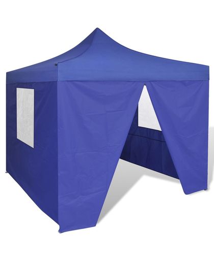 Opvouwbare tent 3 x 3 m met 4 zijwanden (Blauw)