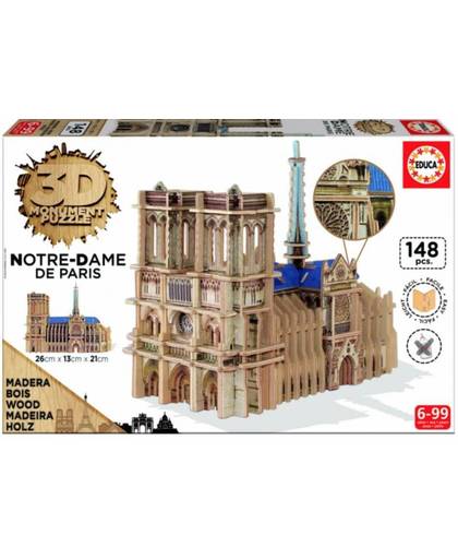 Educa HOUT: Notre-Dame - 3D puzzel - 148 stukjes - Parijs
