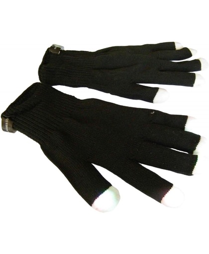 LED lampjes handschoenen gemengde kleuren - set van 2 stuks zwart