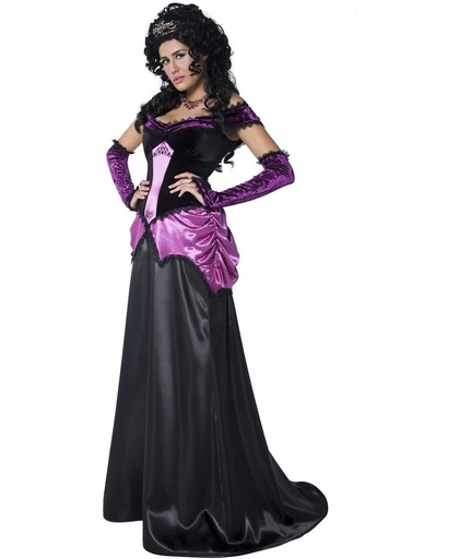 Halloweenkostuum voor dames - Gothic lange jurk in paars en blauw - Gravin verkleedkleding dames maat 44-46