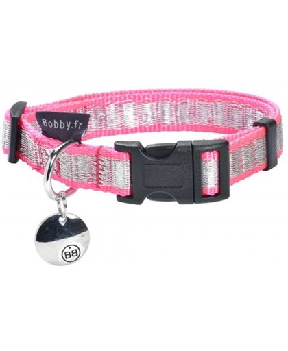 Bobby halsband voor hond nylon equinoxe roze 16mmx25-40 cm