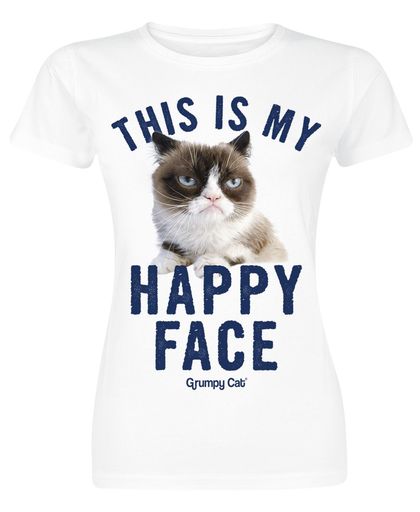 Grumpy Cat Happy Face Girls shirt wit