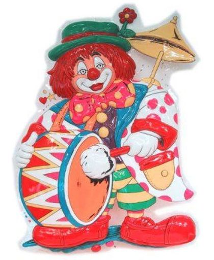 Decoratie clown met dikke trom