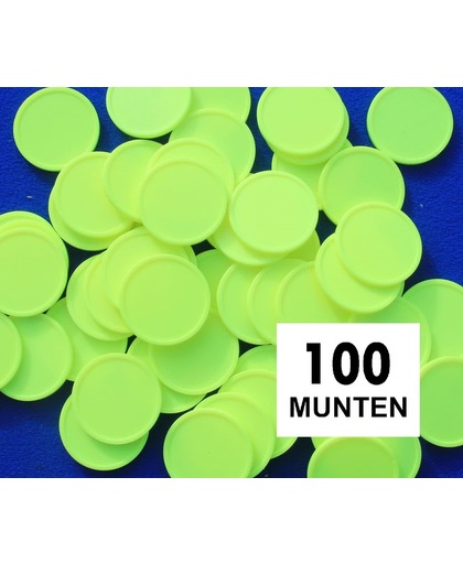 Kleinverpakking: Blanco consumptiemunten / drankmunten - neon geel - 100 stuks