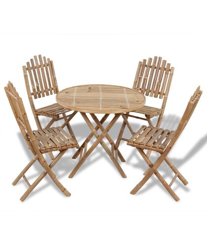 vidaXL tuinset - hout - 4 stoelen en 1 tafel