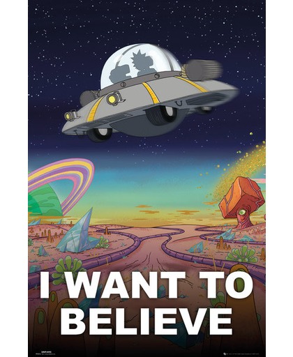 Rick And Morty I Want to Believe Poster meerkleurig