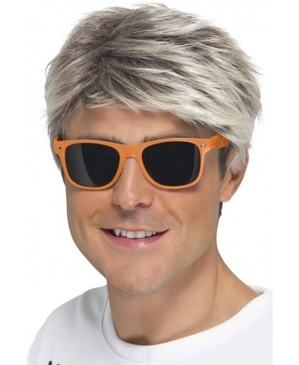 Oranje neon feestbril voor volwassenen
