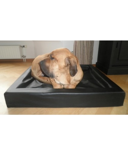 Topmast Loungemand Hondenmand kunstleer opstaande rand-Zwart 120x100cm