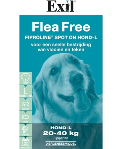 Exil flea free spot-on 20 tot 40 kg - 1 st à 3 Pipetten