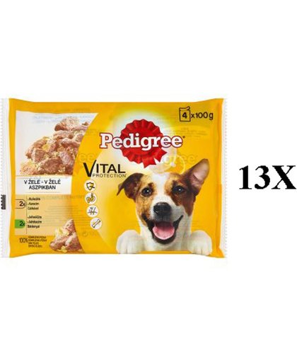 Pedigree Adult Pouch - Kip & Lam - 13 x (4x100gr) - Hondenvoeding -Voordeelverpakking