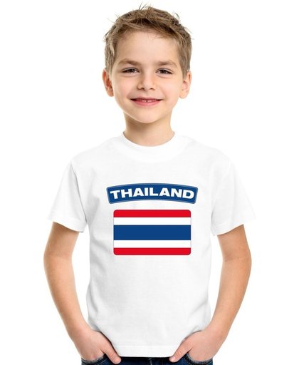 Thailand t-shirt met Thaise vlag wit kinderen M (134-140)