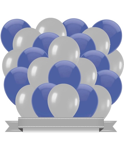 Ballonnen Set Zilver / Donker Blauw (20ST)