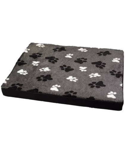 Losse hoes matras teddy grijs met poot/all-weather black maat 2 - 100x75 cm