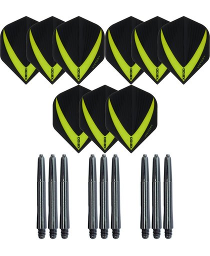 3 sets (9 stuks) Super Sterke – Groen - Vista-X – darts flights – inclusief 3 sets (9 stuks) - medium - darts shafts
