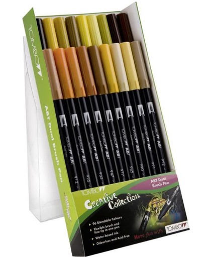 TOMBOW Dual Brush Pen ABT, 18-colours-set, earth colours