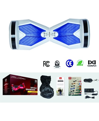 COOL & FUN Hoverboard Bluetooth, Elektrische Scooter Zelfbalansering, Gyropod Connected 8 inch Wit Blauw