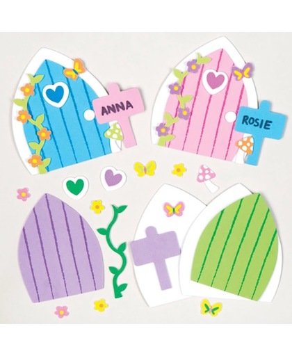 Fairy Door Foam Decoration Kits for Children to Make and Decorate - Creative Craft Set for Kids (Pack of 4)