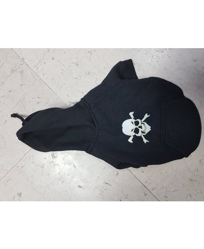 Hoodie sweater met doodskop in de kleur zwart - XS (lengte rug 18 cm, omvang borst 31 cm, omvang nek 22 cm)