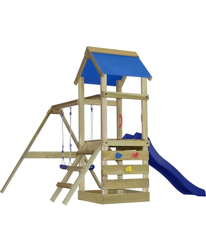 vidaXL Speelhuis met ladder, glijbaan en schommels 290x260x245 cm hout