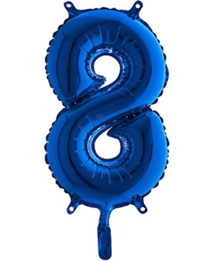 Folieballon cijfer '8' blauw (35cm)