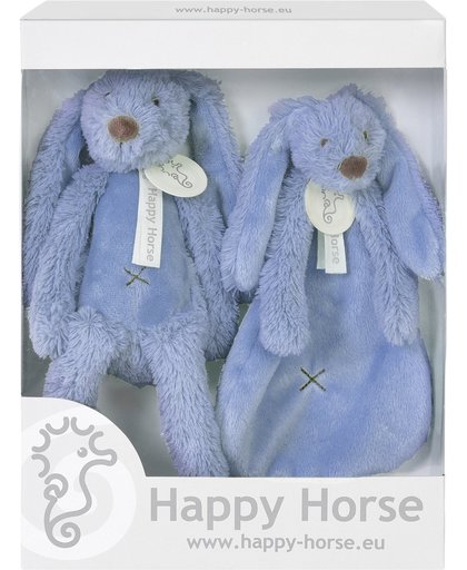 Happy Horse Geschenkverpakking Konijn Richie Donkerblauw Knuffel no. 1 - 28 cm / Knuffeldoekje - 33 cm