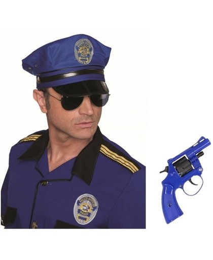 Politie accessoires verkleedset revolver en pet