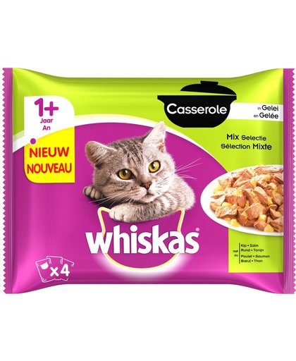 Whiskas - Casserole Adult Selection - 4 smaken - Kip/Rund/Zalm/Tonijn