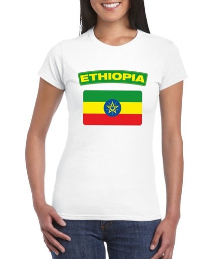 Ethiopie t-shirt met Ethiopische vlag wit dames XL