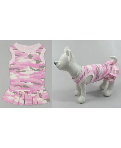 Camouflage jurkje roze voor de hond - XS (lengte rug 18 cm, omvang borst 31 cm, omvang nek 22 cm)