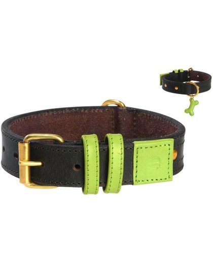 Bobby halsband voor hond urban bruin groen 30x1,8 cm