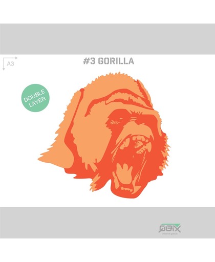 Gorilla Sjabloon - Karton Stencil - A3 42 x 29,7 cm - 2 lagen - Het gorilla hoofd is 25cm hoog