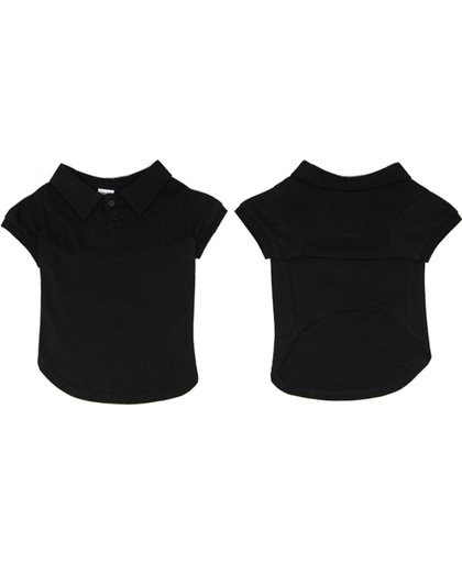 Polo shirt voor de hond in de kleur zwart met knopen. - XXL (lengte rug 41 cm, omvang borst 56 cm, omvang nek 40 cm)