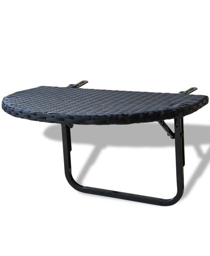 Balkontafel 60x60x32 cm poly rattan zwart