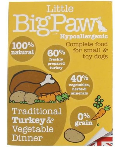 Little big paw traditionele kalkoen / groenten dinner hondenvoer 150 gr