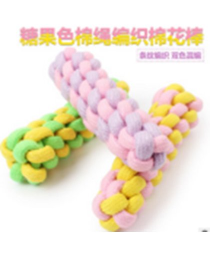 Verschillende touwen voor de hond in pastel tinten - Touw met ballen aan uit einde 20,6 cm lila / roze / geel