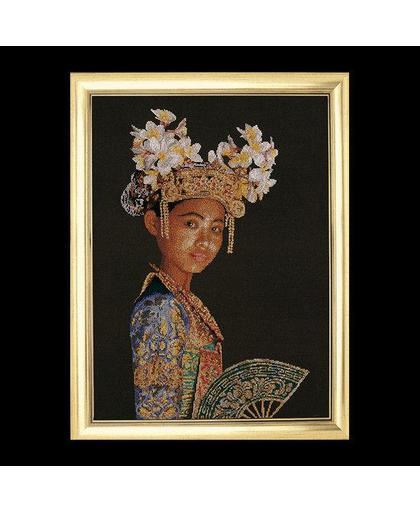 Thea Gouverneur Borduurpakket 948 Indonesische danseres - Linnen stof
