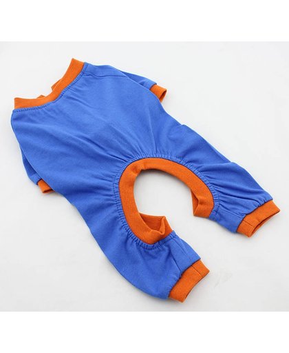 Pyjama voor de hond bauw met een oranje randje - XL (lengte rug 37 cm, omvang borst 48 cm, omvang nek 34 cm)