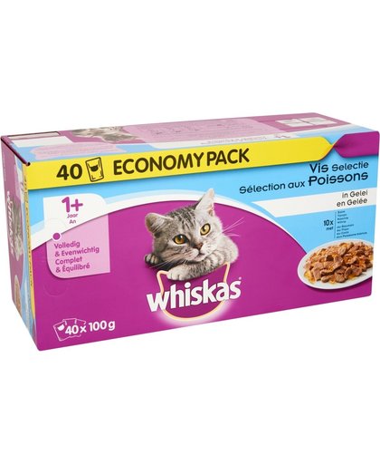 Whiskas Multipack Pouch - Adult - Vis Selectie In Gelei - Kattenvoer - 40 x 100 gr