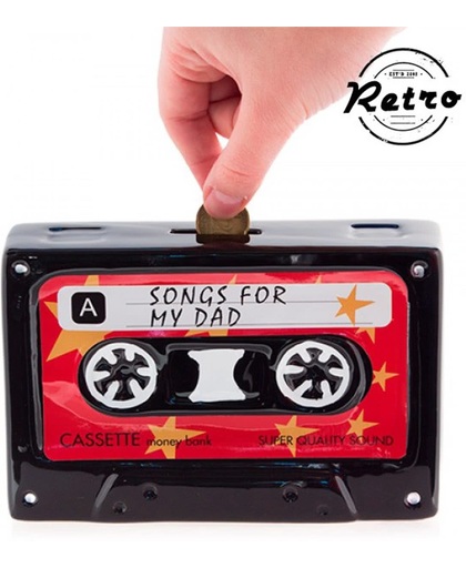 Keramieken retro cassette bandje Spaarpot