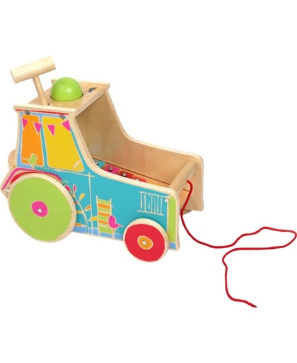 Small Foot Tractor Met Xylofoon Hout 28 X 15 X 21 Cm