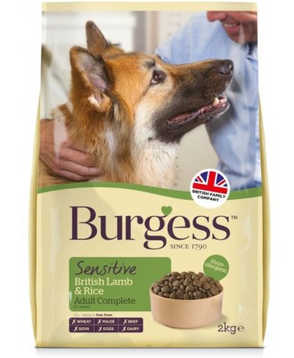 Burgess dog sensitive brits lam / rijst hondenvoer 2 kg