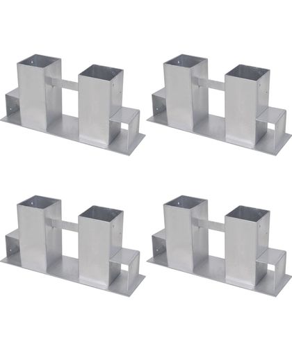 vidaXL - Brandhout stapel ondersteuner - 4 stuks - staal - zilver