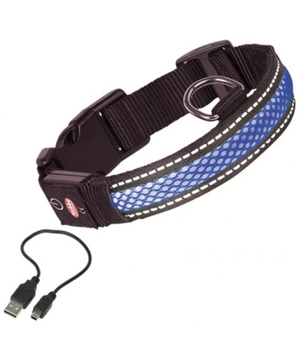 Nobby Verlichte Halsband - Hond - Oplaadbaar - Halsomtrek 45 tot 61 cm - Blauw