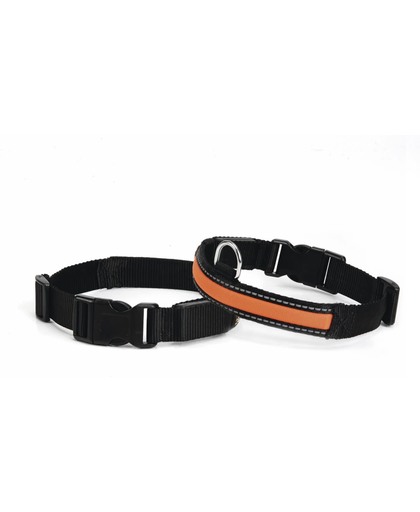 Nylon verstelbare halsband Met lichtbuis - Zwart / oranje