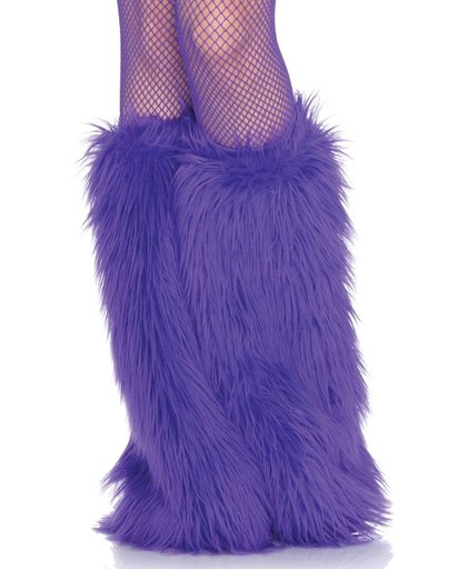 Luxe beenwarmers met paarse haren - Verkleedattribuut - One size