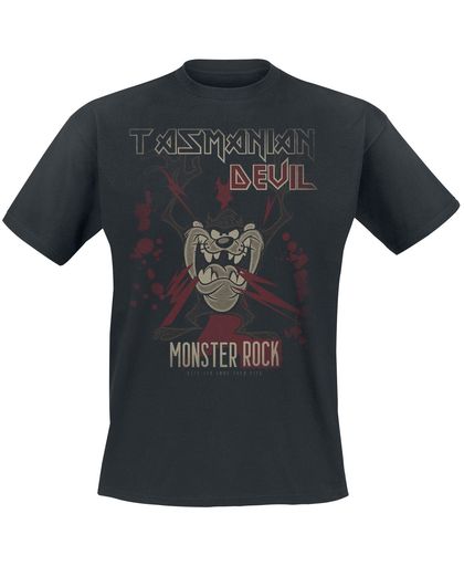 Looney Tunes Tasmanian Devil Monster Rock T-shirt zwart