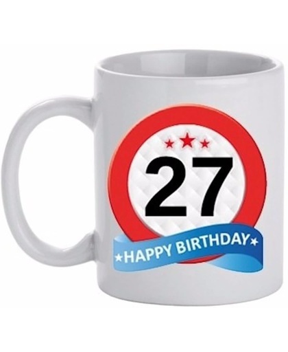 Verjaardag 27 jaar verkeersbord mok / beker